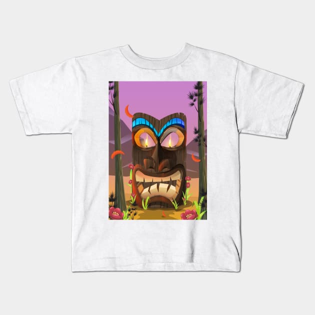 Tiki Wooden Mask Kids T-Shirt by nickemporium1